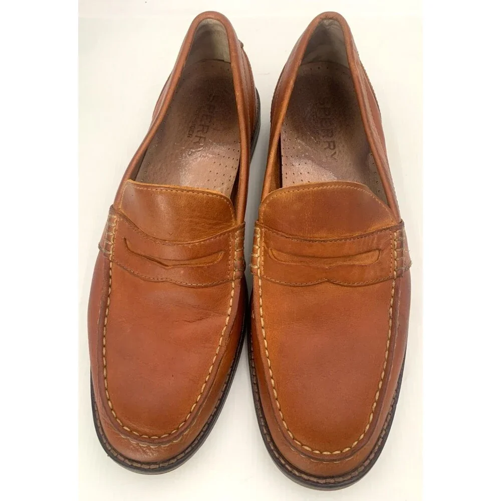 Sperry Top-Sider Essex Penny Loafer Premium Tan Leather Mens Size 10.5 STS 17817